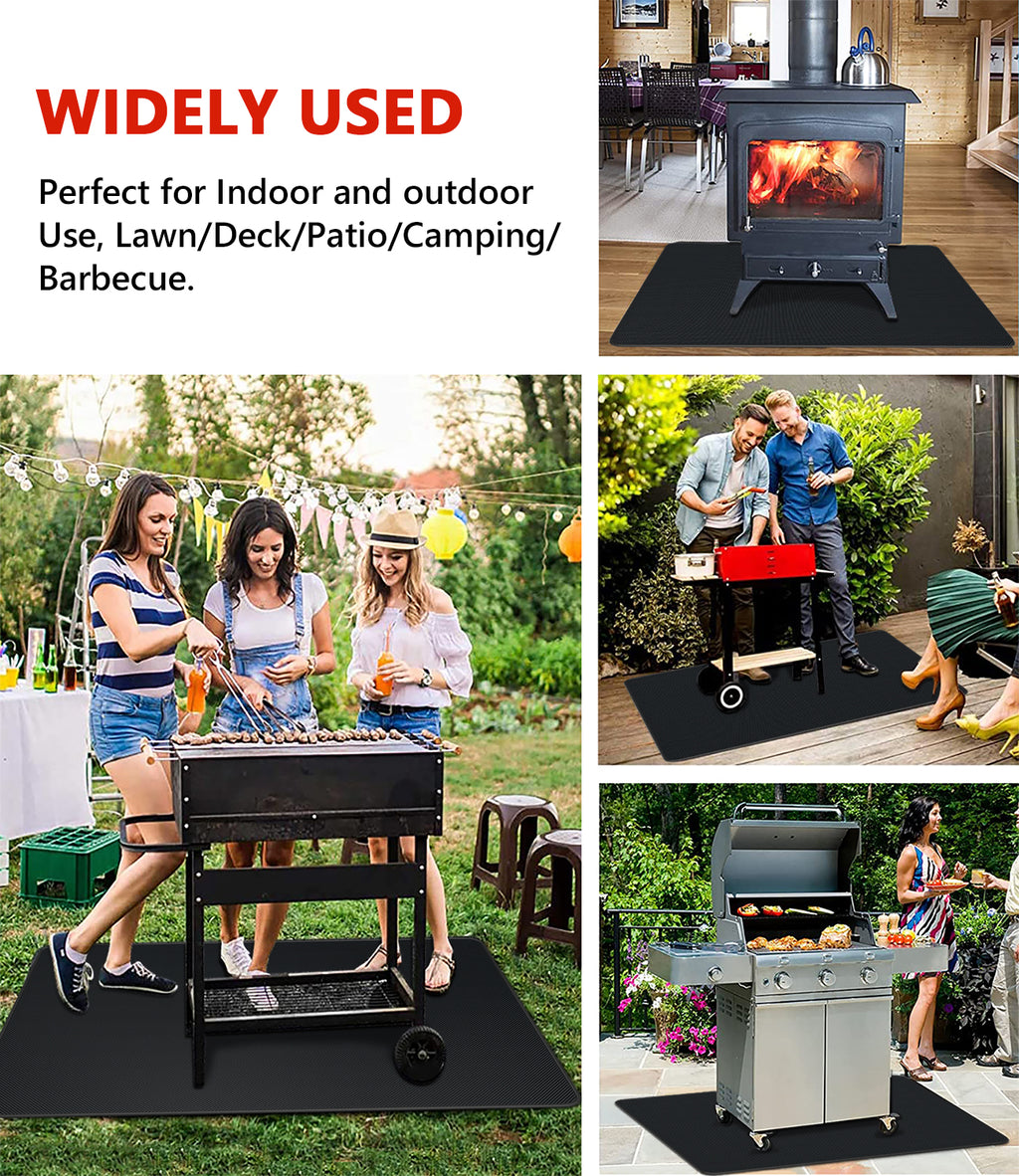 Protebox 48 x 30 inch Under Grill Mats for Outdoor Grill, Double-Sided Fireproof Deck and Patio Protector Mat, BBQ Mat for Under BBQ, Waterproof Oil-Proof Grill Floor Pads Fire Pit Mat Fireplace Mat