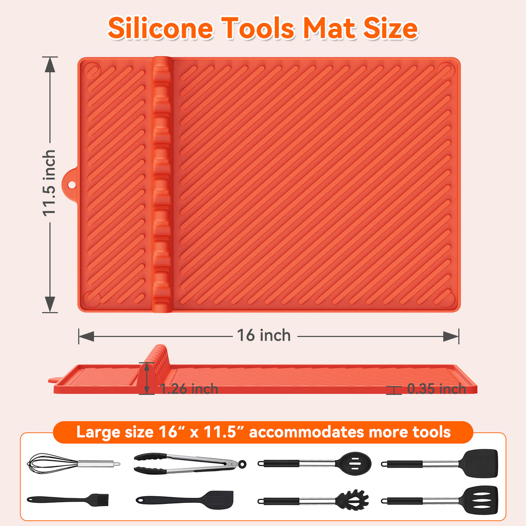 Protebox Silicone Griddle Mat for Blackstone - Magnetic Silicone Grill Tools Mat for Blackstone Accessories, Side Shelf Spatula Utensil Mats with Drip Pad for Outdoor BBQ Grill Kitchen Countertop (1-Pack)